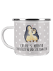 Mr. & Mrs. Panda Kaffeebecher Pinguine Einschlafen mit Spruch in Grau Pastell