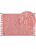 Beliani Kurzflor NIGDE in Rot/Weiß - (W) 160 x (H) 1.5 x (L) 230 cm