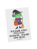 Mr. & Mrs. Panda Ansichtskarte Halloween Hexe mit Spruch in Weiß