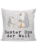 Mr. & Mrs. Panda 40x40 Kissen Pinguin Bester Opa der Welt mit Sp... in Grau Pastell