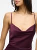 Vila Elegantes Satin Slip Kleid mit dünnen Trägern in Weinrot