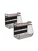 relaxdays 2 x Obstkorb Wandregal in Schwarz/ Dunkelbraun – (B)35,5 x (H)30 x (T)21 cm