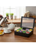 relaxdays Teebox in Schwarz - (B)28 x (H)8 x (T)23 cm