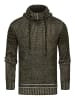 Rusty Neal Stehkragen Grobstrick Biker Pullover mit Hohem Rollkragen in Khaki