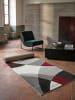 KADIMA DESIGN Kurzflorteppich Abstrakt pflegeleicht Wohnzimmer Schlafzimmer Modern in Rot-Grau
