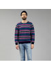 MANITOBER Streifen Strickpullover in Gray/Navy/Petrol/Fuchsia