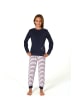 NORMANN Schlafanzug Frottee Pyjama Bündchen und Streifen - 82516 in navy