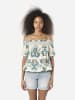 KOROSHI Off-the-shoulder-Bluse mit ethnischem Muster in bunt