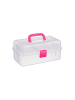 relaxdays 10x Plastikbox in Transparent/ Pink - (B)33 x (H)14 x (T)19 cm
