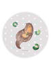 Mr. & Mrs. Panda Rund Magnet Otter Seerose ohne Spruch in Grau Pastell