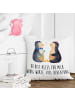 Mr. & Mrs. Panda Kopfkissen Pinguin Pärchen mit Spruch in Weiß