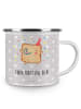 Mr. & Mrs. Panda Camping Emaille Tasse Toast Party mit Spruch in Grau Pastell