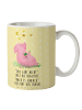 Mr. & Mrs. Panda Becher Schwein Glück mit Spruch in Gelb Pastell