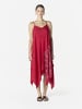 KOROSHI Langer Kleid mit bedruckten, spitzen Trägern in rot