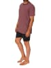 NORMANN Kurzarm Schlafanzug Pyjama Shorty Streifen in rot