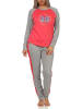 NORMANN Pyjama CollegeLook print und abgesetzten Ärmeln - 58176 in apricot