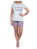 NORMANN Shorty Pyjama kurzeSchlafanzug karierten Shorts - 74596 in blau