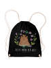 Mr. & Mrs. Panda Gym Bag Bär Königin mit Spruch in Schwarz