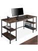 tectake Computer-Schreibtisch Stoke 137 x 55 x 75 cm, Industrial Holz dunkel, rustikal