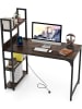 COSTWAY Schreibtisch mit USB/Typ-C 120cm in Hellbraun