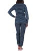 NORMANN Frottee Schlafanzug langarm Bündchen Streifenoptik in navy