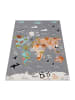 KADIMA DESIGN Kinderteppich waschmaschinenwaschbar Tier‑Weltkarten‑Muster in Grau