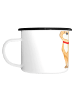 Mr. & Mrs. Panda Emaille Tasse Hund Glück mit Spruch in Weiß