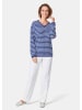 GOLDNER Basicpullover mit V-Ausschnitt in dunkelblau / weiß / geringelt