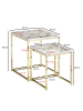 KADIMA DESIGN Beistelltisch 2er-Set | Marmor-Optik, Weiß/Gold, Modern in Weiß