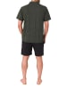 NORMANN kurzarm Schlafanzug Shorty Pyjama zum durchknöpfen in anthrazit1