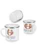 Mr. & Mrs. Panda Emaille Tasse Flitterwochen-Magie mit Spruch in Transparent