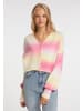myMo Damen Strickjacke in Gelb Pink Mehrfarbig