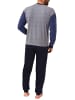 NORMANN Frottee Schlafanzug langarm Pyjama Bündchen - 49630 in blau