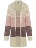 Laura Scott Kapuzenstrickjacke in beige rosa gestreift