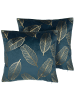 Beliani 2er-Set Dekokissen FREESIA in Blau/Gold