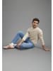 H.I.S. Langarmshirt in beige/ mittelgrau melange