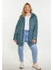 Schmuddelwedda Damen Plus Size Regenjacke in Stahlblau Limette Leo