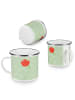 Mr. & Mrs. Panda Emaille Tasse Camping Blume Mohnblume ohne Spruch in Blattgrün