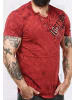 Rusty Neal V-Neck T-Shirt Verwaschen mit Seitlichem Logo Print in Weinrot