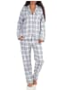 NORMANN langarm Flanell Pyjama Schlafanzug kariert - 50433 in Blau