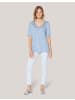 MADELEINE Kurzarm Leinen-Shirt mit Spitzenbesatz in himmelblau