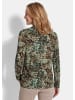 GOLDNER Stehbundshirt mit Langarm in graugrün / gemustert
