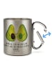 Mr. & Mrs. Panda Outdoor Tasse Avocado Pärchen mit Spruch in Silber