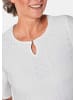 GOLDNER Kurzgröße:  Stretchshirt mit floralem Muster in weiß