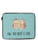 Mr. & Mrs. Panda Notebook Tasche Eulen Liebe mit Spruch in Türkis Pastell