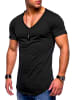 behype T-Shirt - BHSOLIN Basic Kurzarm Oversized Shirt V-Ausschnitt in Schwarz