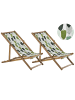 Beliani 4-tlg Gartenliege ANZIO in Grün/Heller Holzfarbton/Weiß
