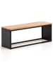 FineBuy Sitzbänk in Schwarz / Akazie / 120x35x45