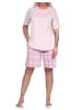 NORMANN kurzarm Schlafanzug Shorty karierter Hose Jersey - 72823 in rosa