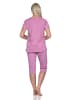 NORMANN Schlafanzug kurzarm Pyjama Caprihose Tupfen Punkte Optik - 86432 in altrose